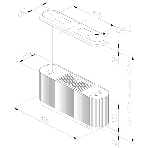 Okap wyspowy CIARKO CDW9001W